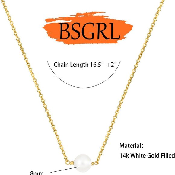 Pearl Necklace for Women- 14K Gold-plated/White Gold-plated Dainty Pearl Necklac - Picture 5 of 7